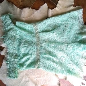 Francesca's Eyelet Lace Romper in Mint Green